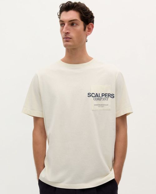 Camiseta Scalpers regular fit ivory estampada para hombre