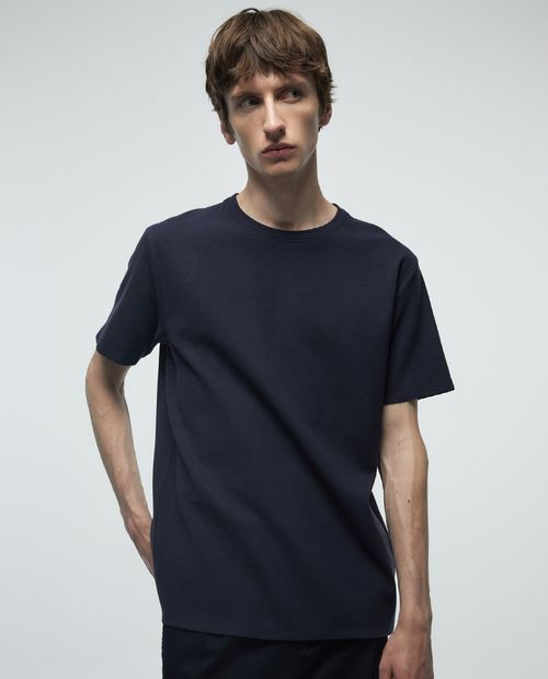 Camiseta básica texturizada azul marino Sfera para hombre