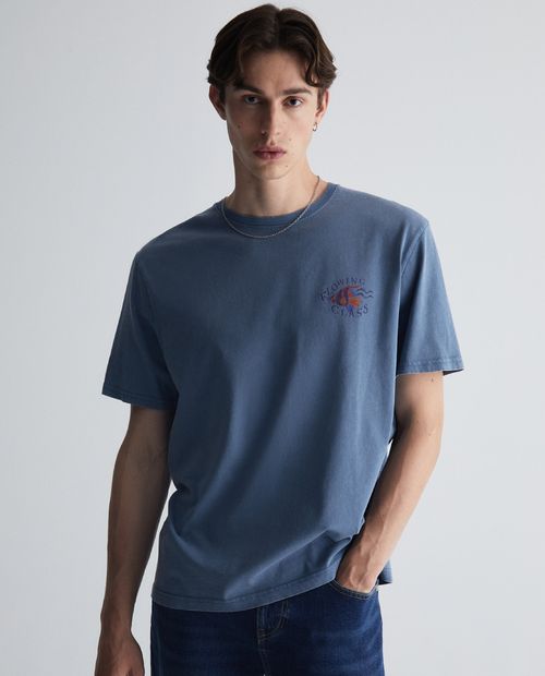 Camiseta Sfera azul con estampado de pez para hombre