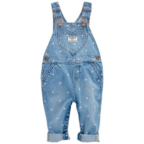 Overall azul denim con estampado para bebé niña
