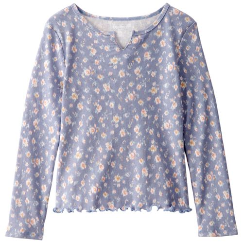 Blusa azul con estampado floral para niña