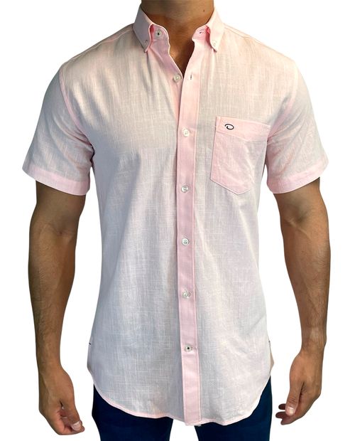 Camisa casual texturizada rosa de Oscar de la Renta para hombre