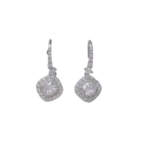 Aretes largos con zirconitas de brass plateados para mujer
