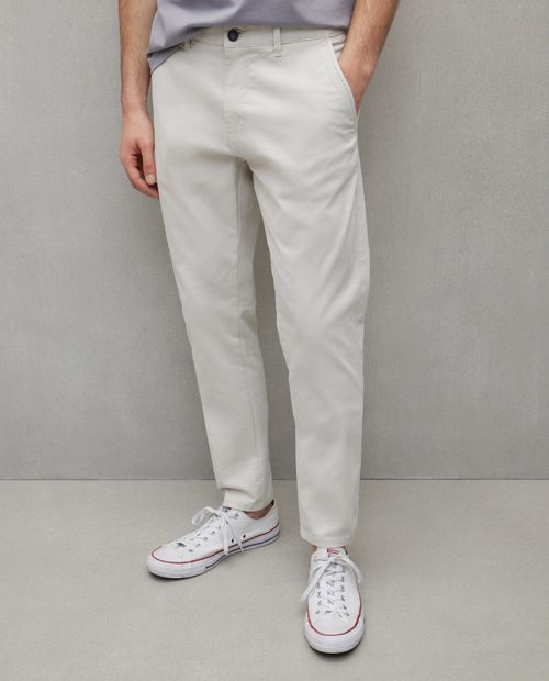 Pantalón chino Easy Wear slim fit blanco sólido para hombre
