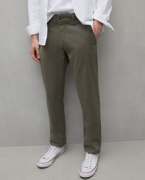 Pantalón chino Easy Wear slim fit verde sólido para hombre