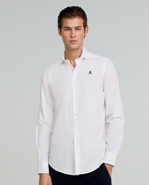 Camisa casual Scalpers regular fit blanca sólida para hombre