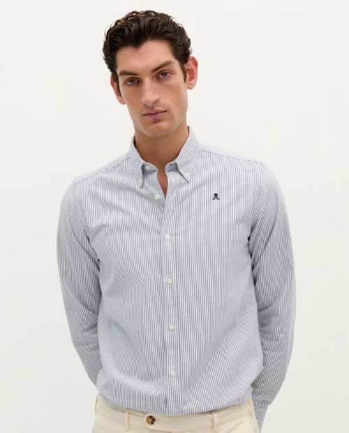 Camisa oxford Scalpers regular fit bicolor rayado para hombre