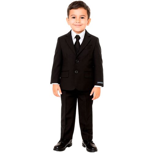 Traje formal de 5 piezas negro sólido para niño