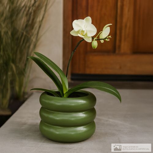 Florero de cerámica circular 12.2x9.3 cm