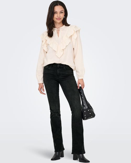 Jeans Only flare negro largo 30" de cintura alta para mujer