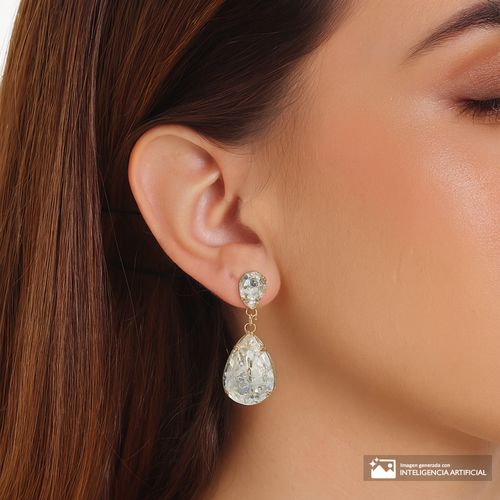 Aretes largos de enchape de oro para mujer