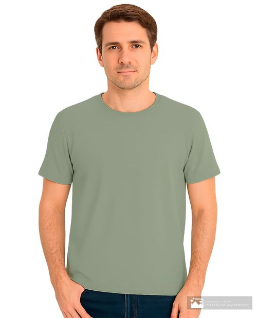 Camiseta de mezclilla verde texturizada con flores para hombre
