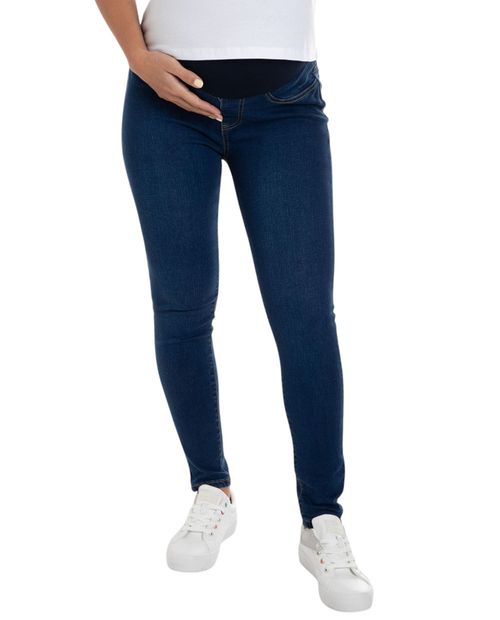 Jeans maternal Sabrina skinny azul de cintura alta para mujer