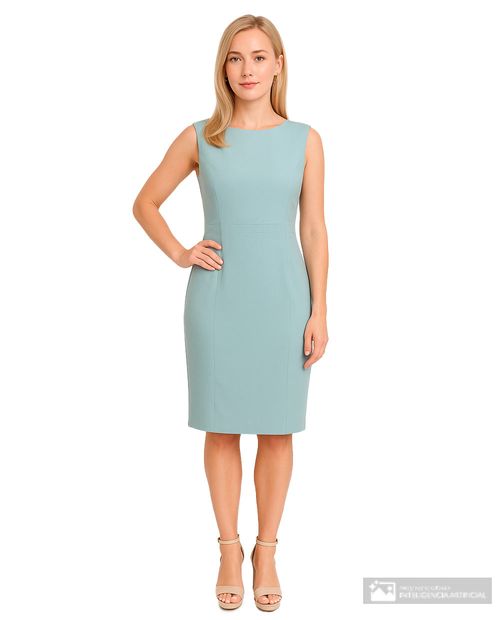 Vestido Kasper Separates formal celeste sin mangas para mujer