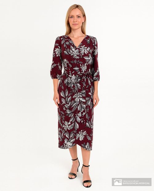 Vestido Connected Apparel midi estampado manga 3/4 para mujer