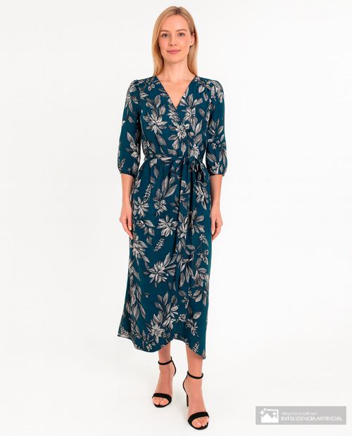 Vestido Connected Apparel midi estampado manga 3/4 para mujer