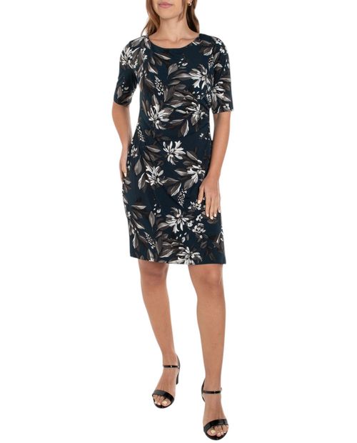 Vestido Connected Apparel formal estampado manga corta para mujer