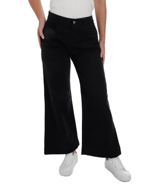 Pantalón Sabrina culotee negro de cintura alta para mujer