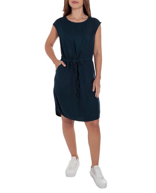 Vestido Sabrina Casual azul manga corta para mujer