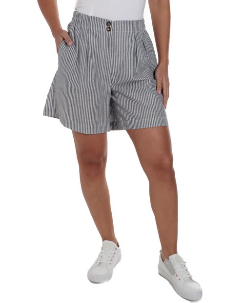 Short Sabrina casual rayado de cintura alta para mujer