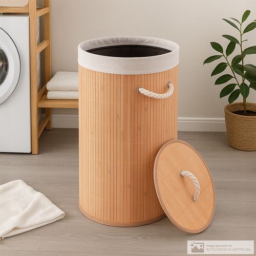 Cesta redonda de bambú para almacenamiento 56x35 cm