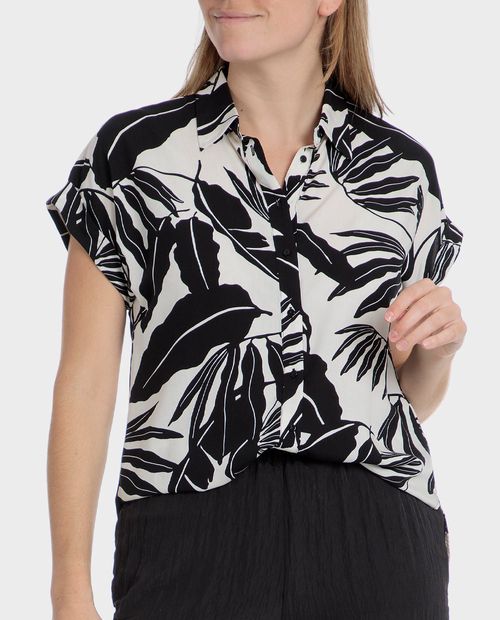Blusa Punt Roma camisera estampada manga corta para mujer
