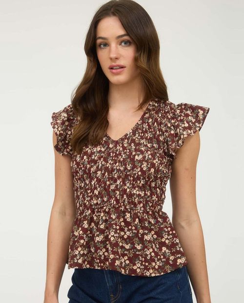 Blusa Mine peplum estampada para mujer