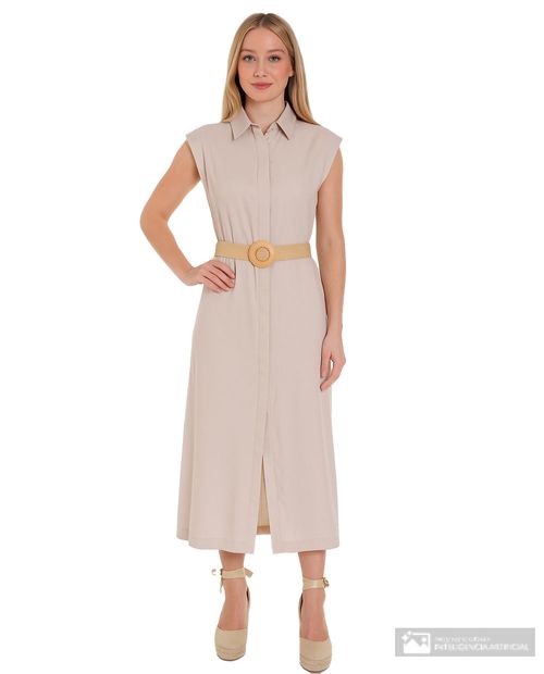 Vestido Nicolle shirt dress beige manga corta para mujer