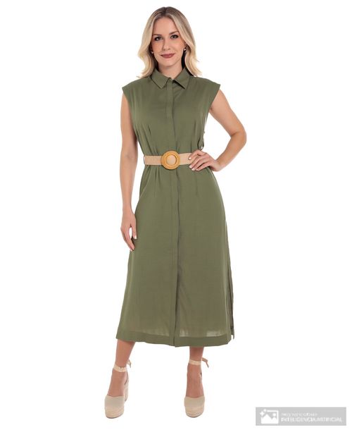 Vestido Nicolle shirt dress verde manga corta para mujer