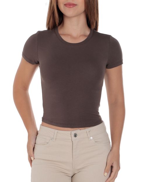 Camiseta Active Basic café manga corta para mujer