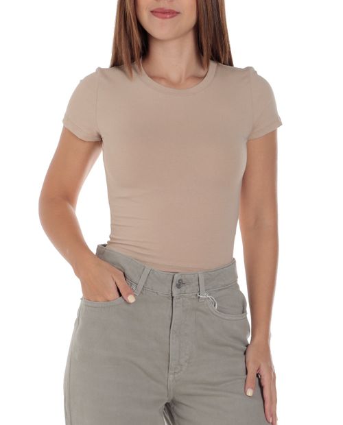 Camiseta Active Basic beige manga corta para mujer