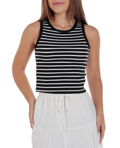 Blusa Active Basic crop top rayada sin mangas para mujer