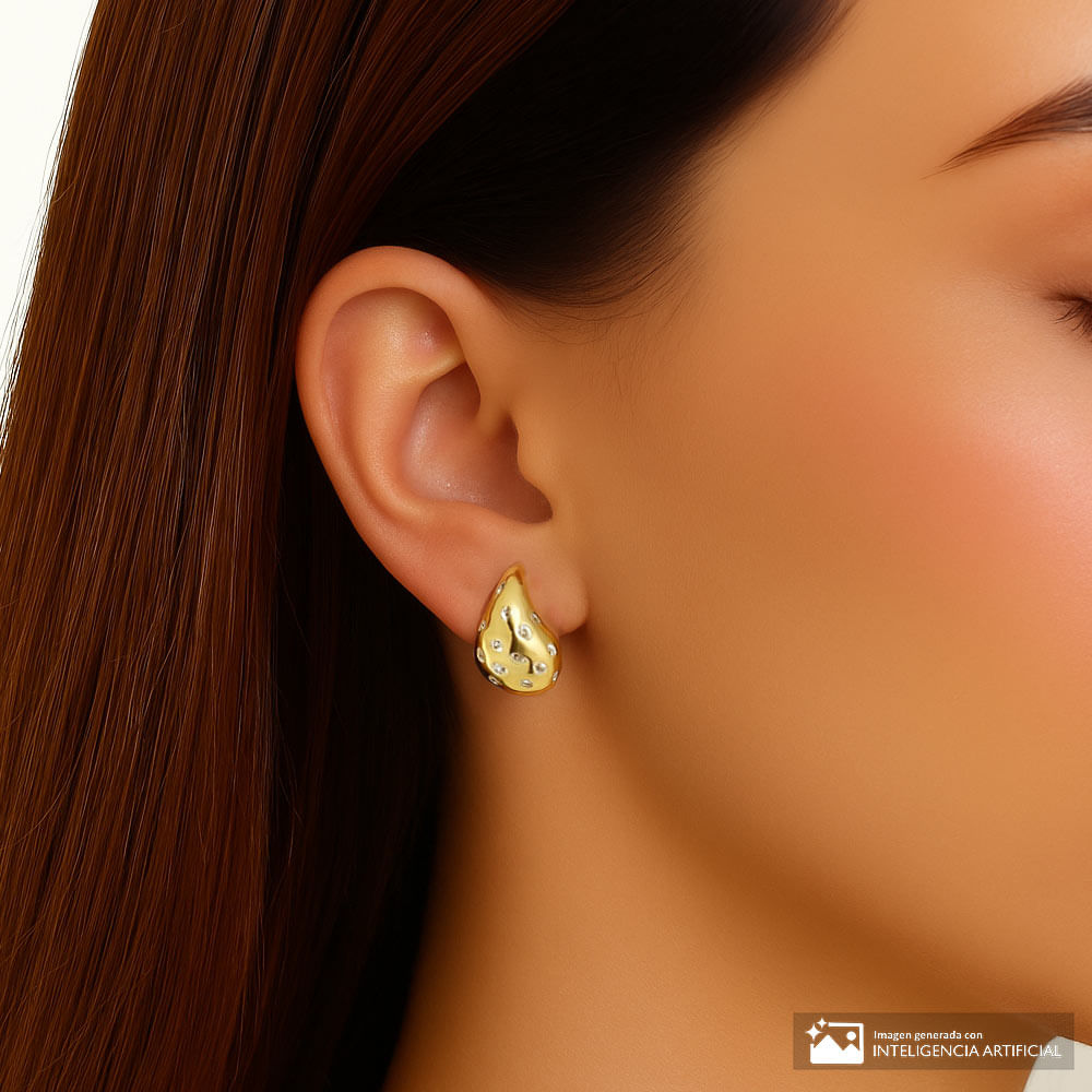 Aretes de gota de plata en baño de oro para mujer