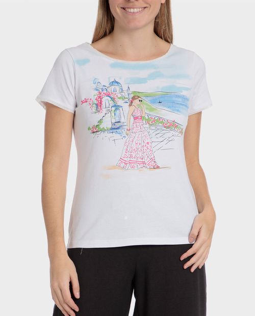 Camiseta Punt Roma blanca manga corta para mujer