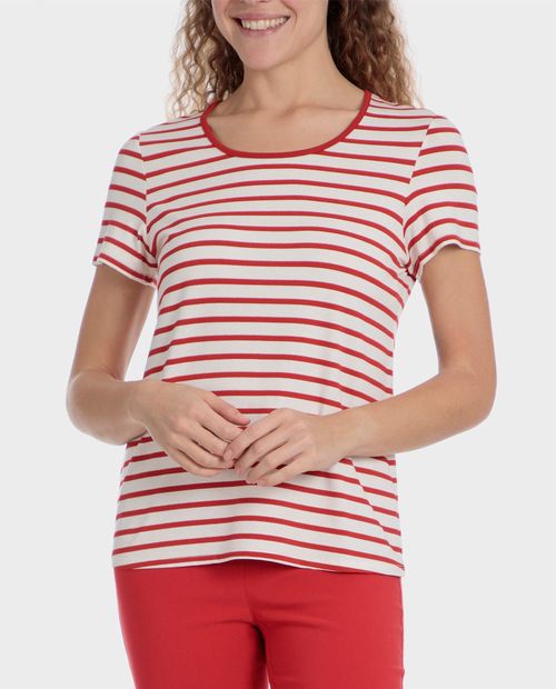 Camiseta Punt Roma rayada manga corta para mujer