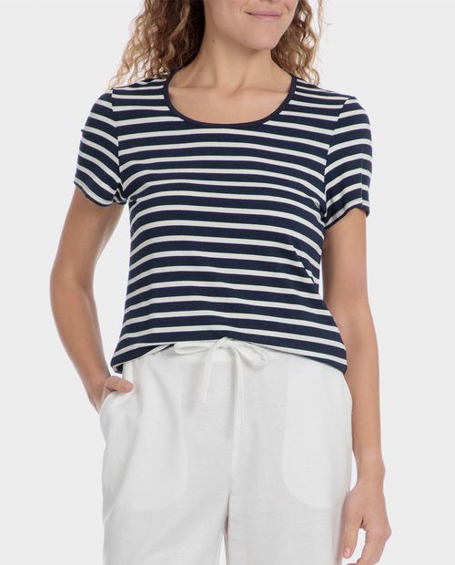 Camiseta Punt Roma rayada manga corta para mujer