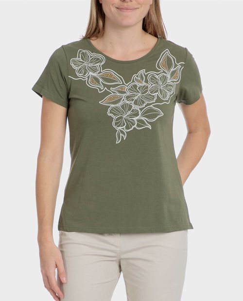 Camiseta Punt Roma verde manga corta para mujer