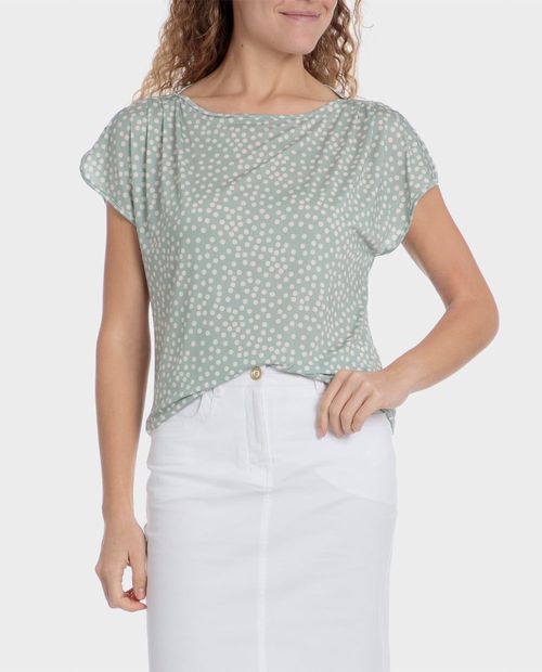 Blusa Punt Roma formal con puntos manga corta para mujer