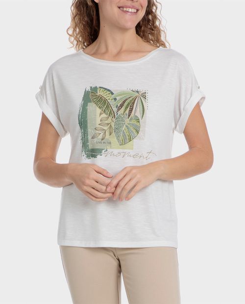 Camiseta Punt Roma blanca manga corta para mujer