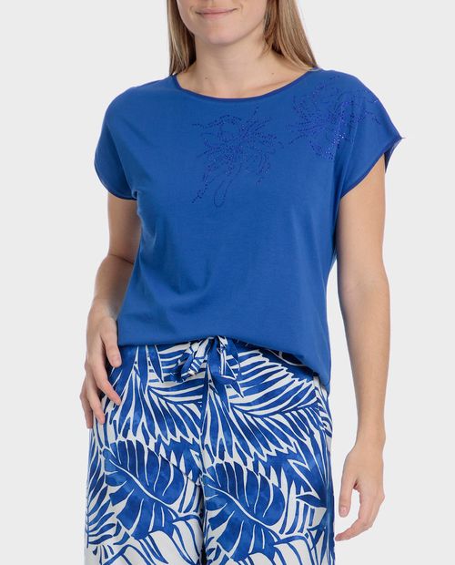 Camiseta Punt Roma azul manga corta para mujer