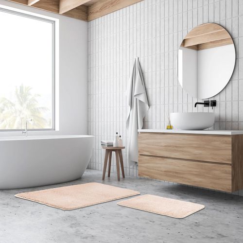 Set de dos alfombras rectangulares de poliéster para baño