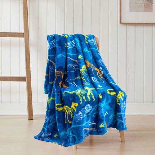 Frazada de poliéster estampado fósiles de dinosaurio 127x152 cm
