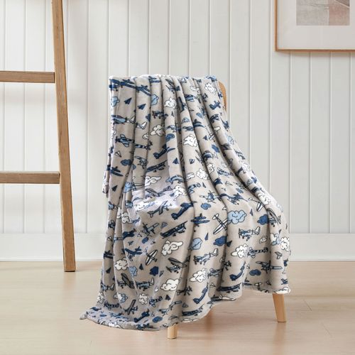 Frazada de poliéster estampado aviones 127x152 cm