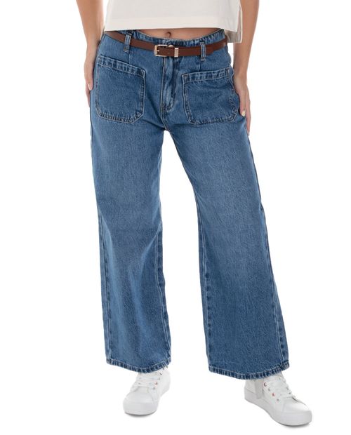 Jeans Sabrina wide leg azul de cintura alta para mujer