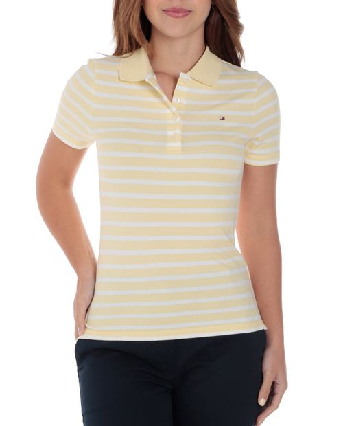 Blusa Tommy Hilfiger tipo polo rayada manga corta para mujer