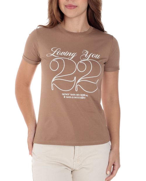 Camiseta Orange estampada de "Loving you" manga corta para mujer