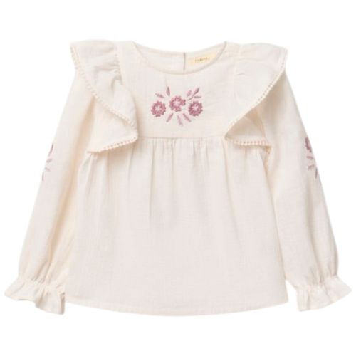 Blusa blanca con bordado para niña