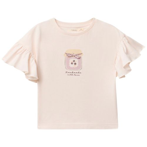 Blusa beige con estampado para niña