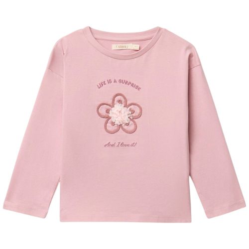 Blusa rosada con bordado para niña