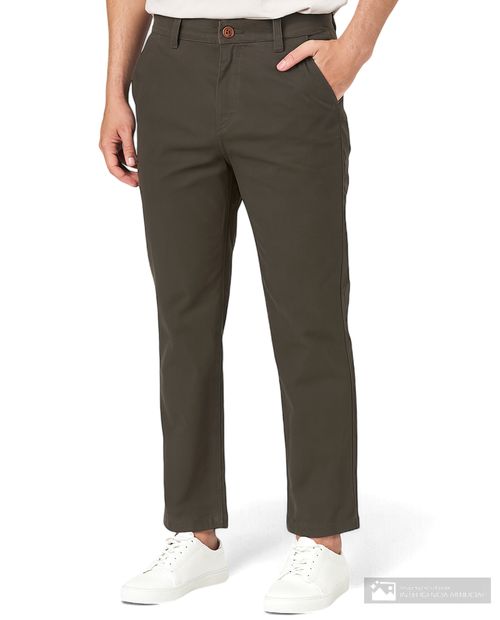 Pantalón chino Gents verde olivo sólido para hombre